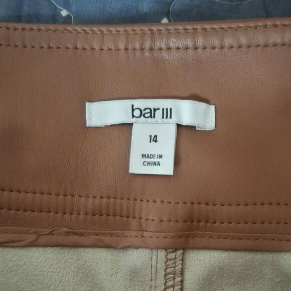 Bar III Brown Faux Leather high rise Pants size 14 NWT - Picture 3 of 7